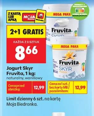 Jogurt Skyr Fruvita naturalny +1 wariant