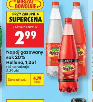Napój gazowany sok 20% Hellena Oranżada biała +2 warianty