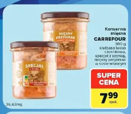 Konserwa mięsna Carrefour kiełbasa lekko czosnkowa +2 warianty