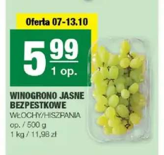 Winogrona jasne bezpestkowe
