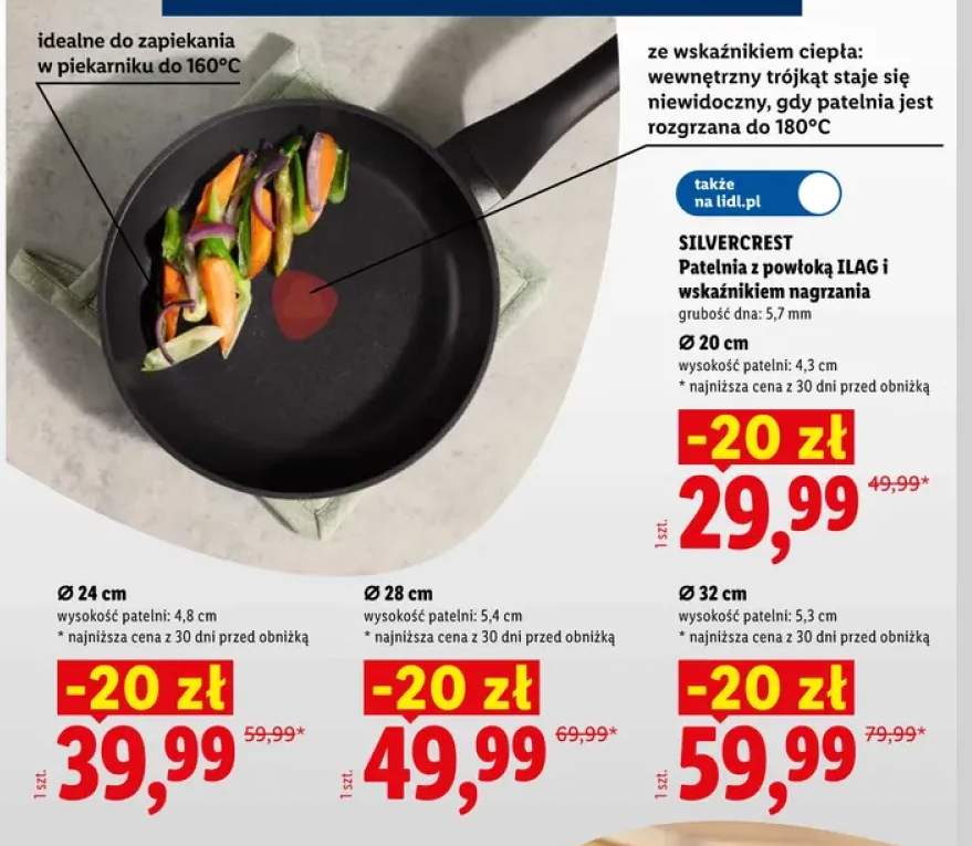 Patelnia z powłoką Ilag i wskaźnikiem nagrzania Ø20 cm Silvercrest +3 warianty