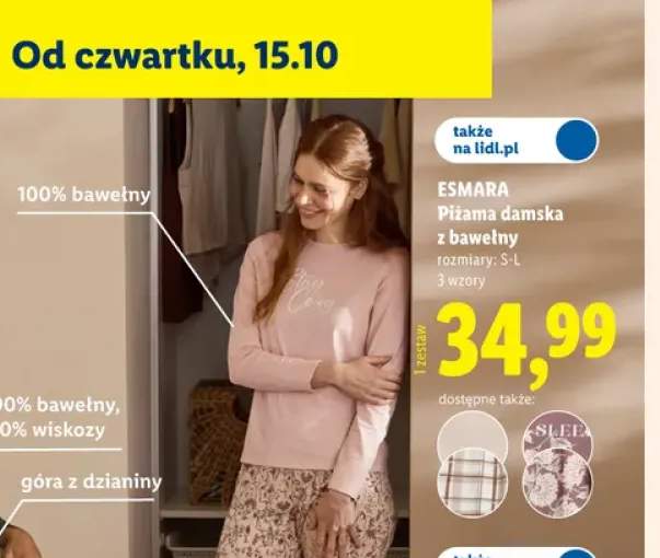Piżama damska z bawełny Esmara