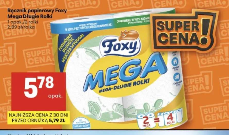 Ręcznik papierowy Foxy Mega Długie Rolki 2-pak