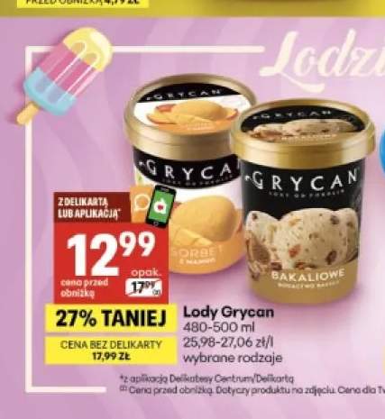 Lody Grycan sorbet z mango +1 wariant