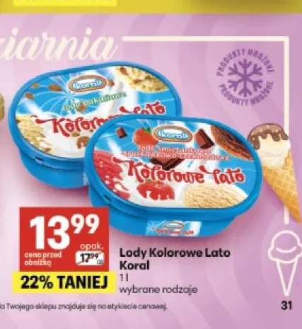 Lody Kolorowe Lato śmietankowo-truskawkowo-czekoladowe +1 wariant