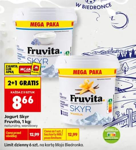 Jogurt Skyr naturalny Fruvita +1 wariant