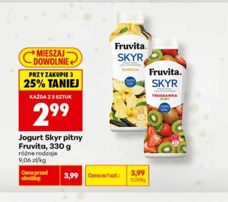 Jogurt Skyr pitny wanilia Fruvita +1 wariant