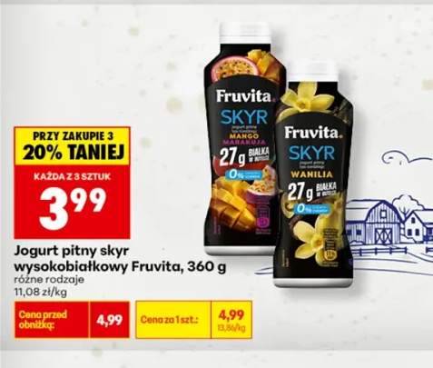 Jogurt pitny skyr wysokobiałkowy mango marakuja Fruvita +1 wariant