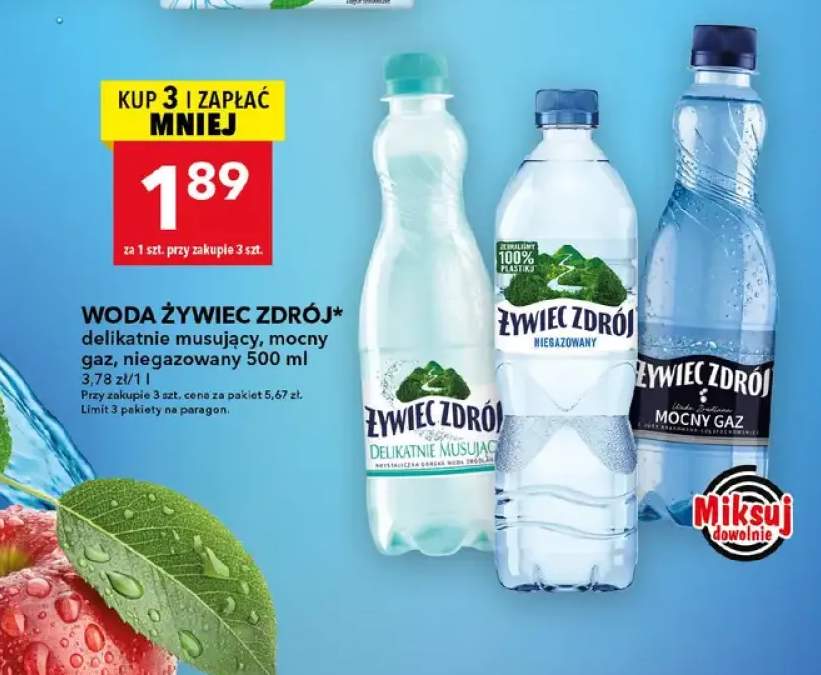 Woda gazowana Żywiec Zdrój delikatnie musujący +2 warianty