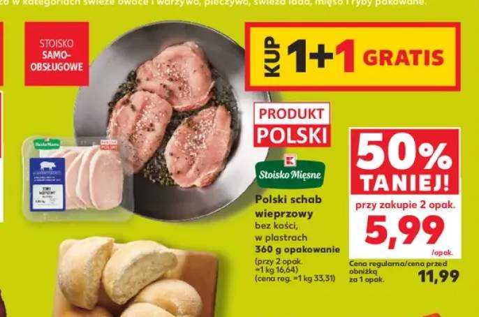 Polski schab wieprzowy bez kości w plastrach Stoisko Mięsne