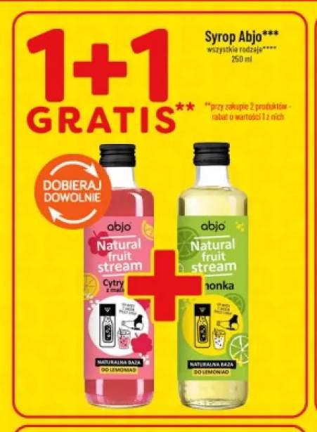 Syrop Abjo Natural fruit stream cytryna z maliną +1 wariant