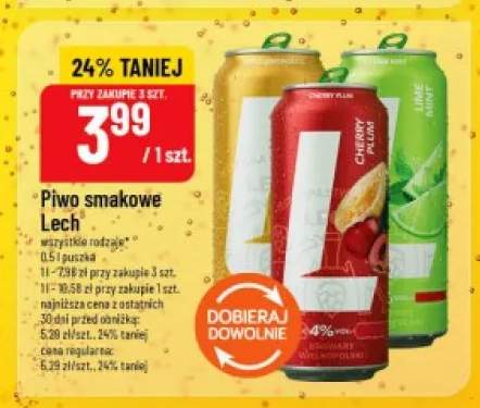 Piwo smakowe Lech Apple Lemongrass +2 warianty