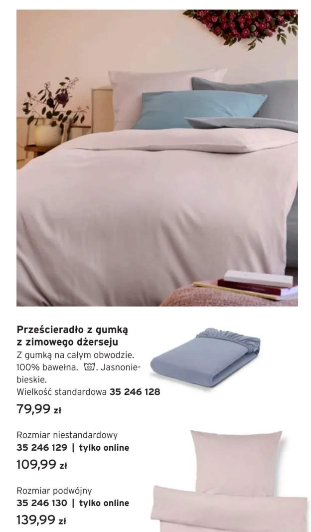 Prześcieradło z gumką z zimowego dżerseju rozmiar niestandardowy Tchibo +2 warianty