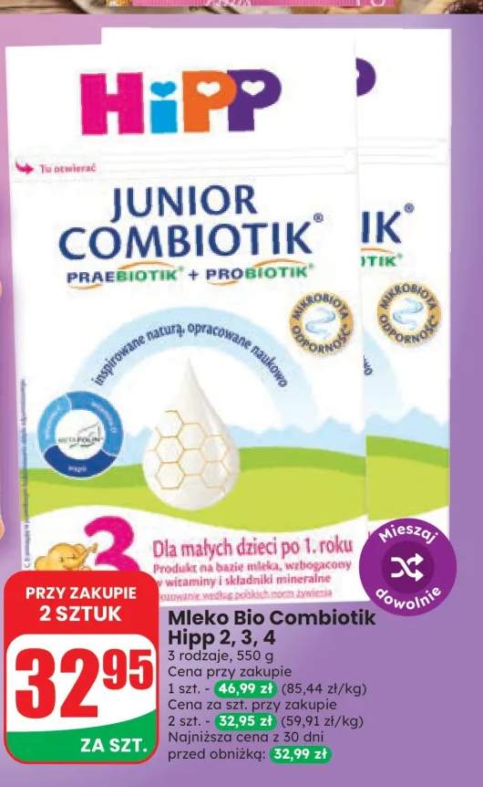 Mleko Bio Combiotik Hipp 2 +2 warianty