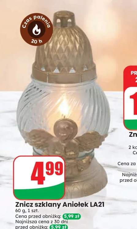 Znicz szklany Aniołek LA21