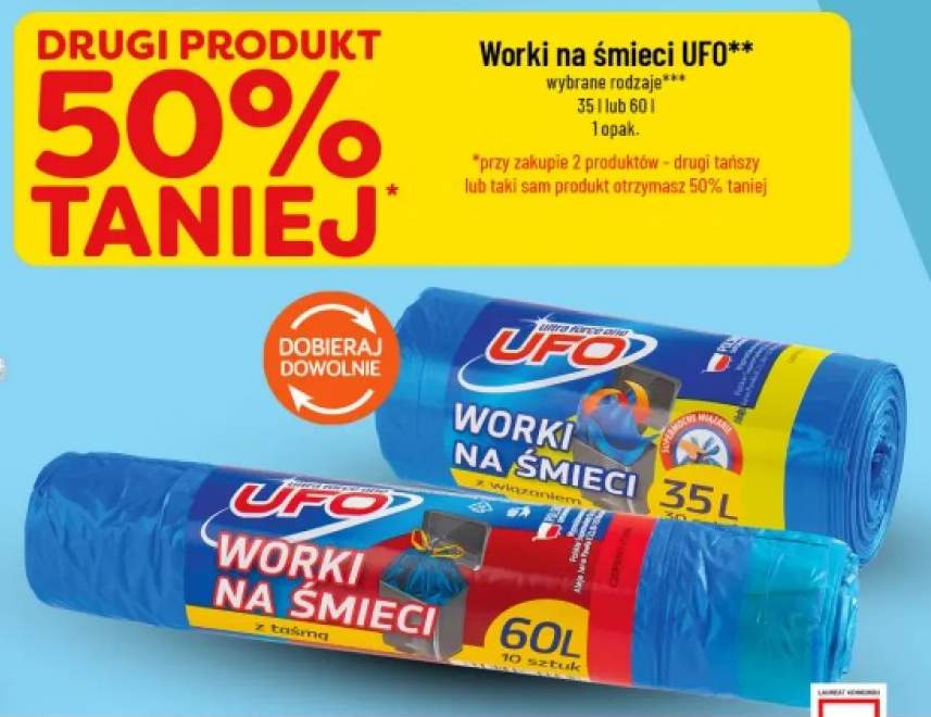 Worki na śmieci z taśmą 60 l UFO +1 wariant