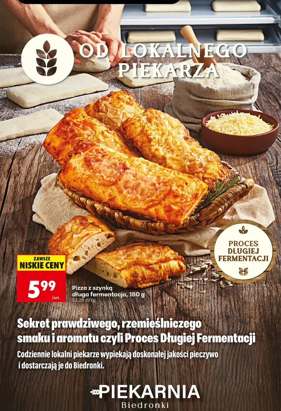 Pizza z szynką długa fermentacja