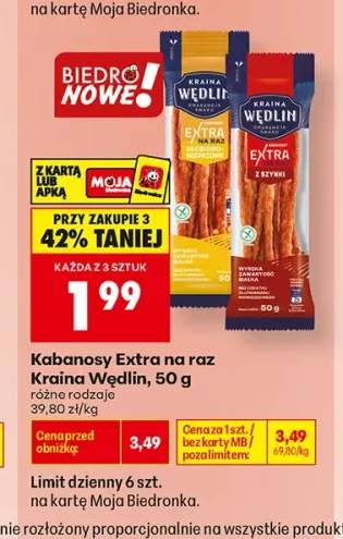 Kabanosy Extra na raz wieprzowe Kraina Wędlin +1 wariant