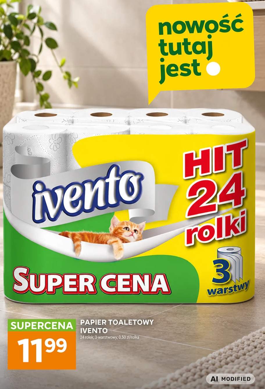Papier toaletowy Ivento 3-warstwowy 24-pak