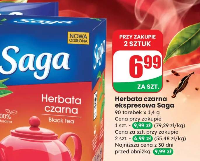 Herbata czarna ekspresowa Saga 90x1,4g