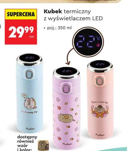 Kubek termiczny z wyświetlaczem LED 350 ml Pusheen