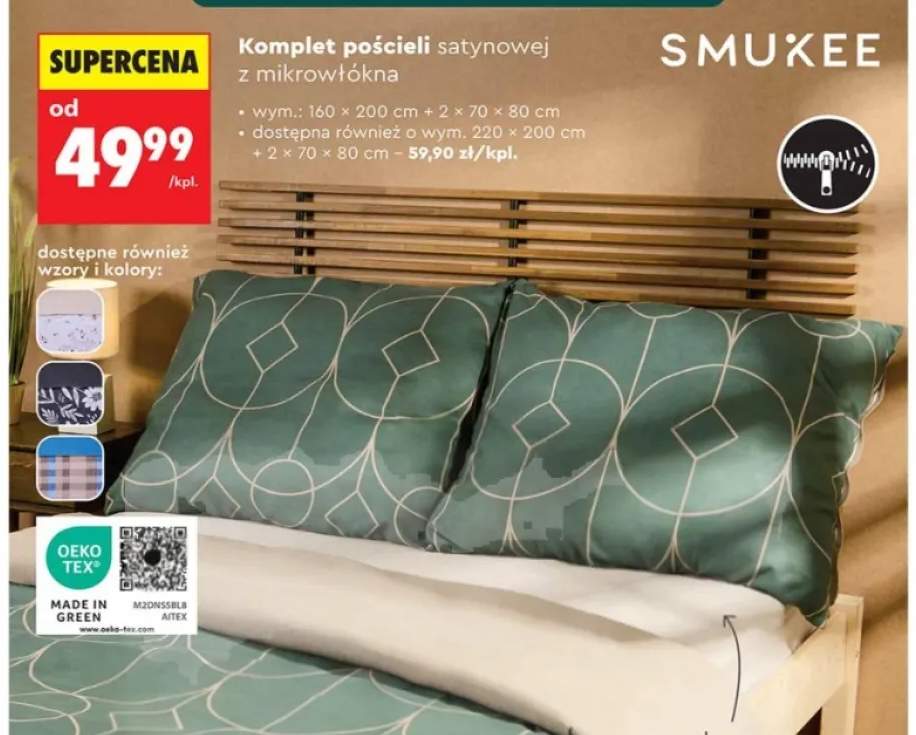 Komplet pościeli satynowej z mikrowłókna Smukee 160x200 cm +1 wariant