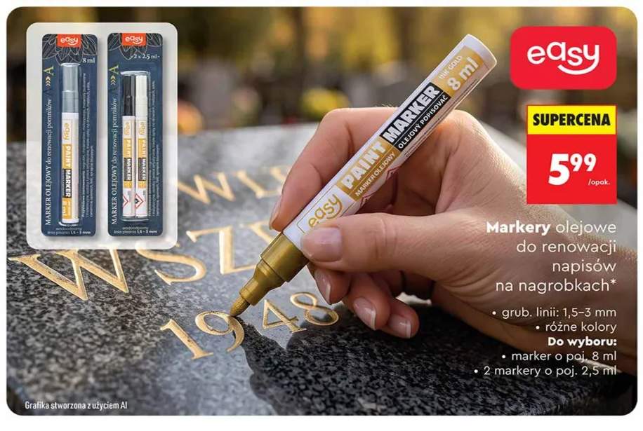Marker olejowy do renowacji napisów na nagrobkach 8 ml Easy +1 wariant