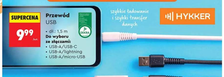 Przewód USB USB-A/USB-C Hykker +2 warianty