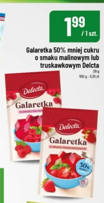 Galaretka 50% mniej cukru o smaku truskawkowym Delecta +1 wariant