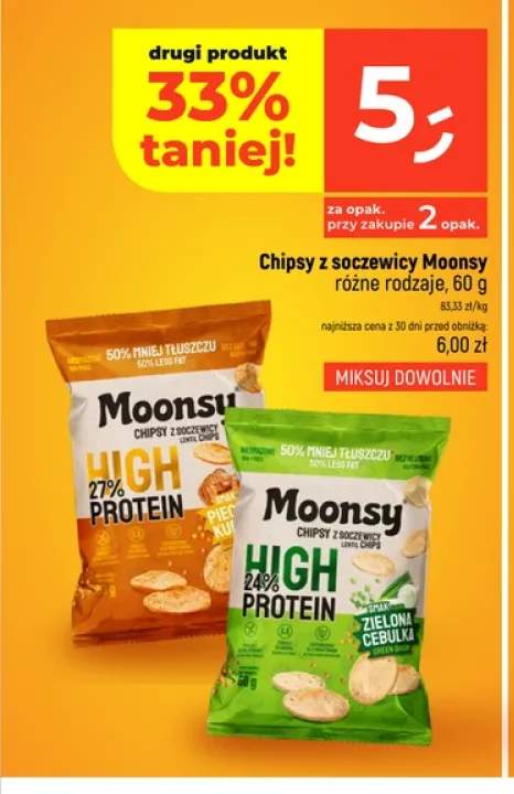 Chipsy z soczewicy pieczony kurczak Moonsy +1 wariant
