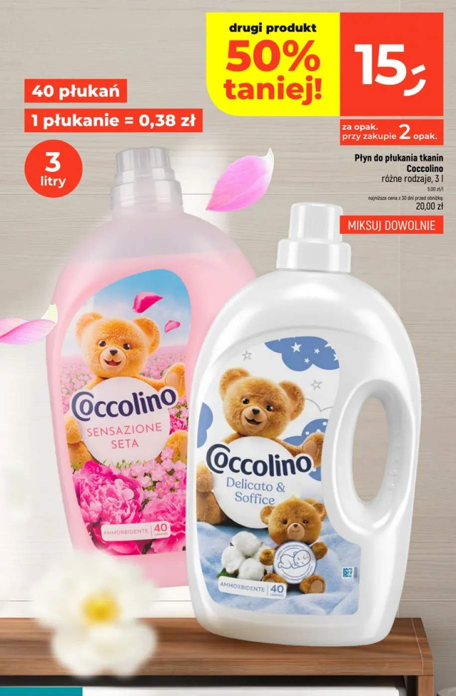 Płyn do płukania tkanin Coccolino Delicato & Soffice +1 wariant
