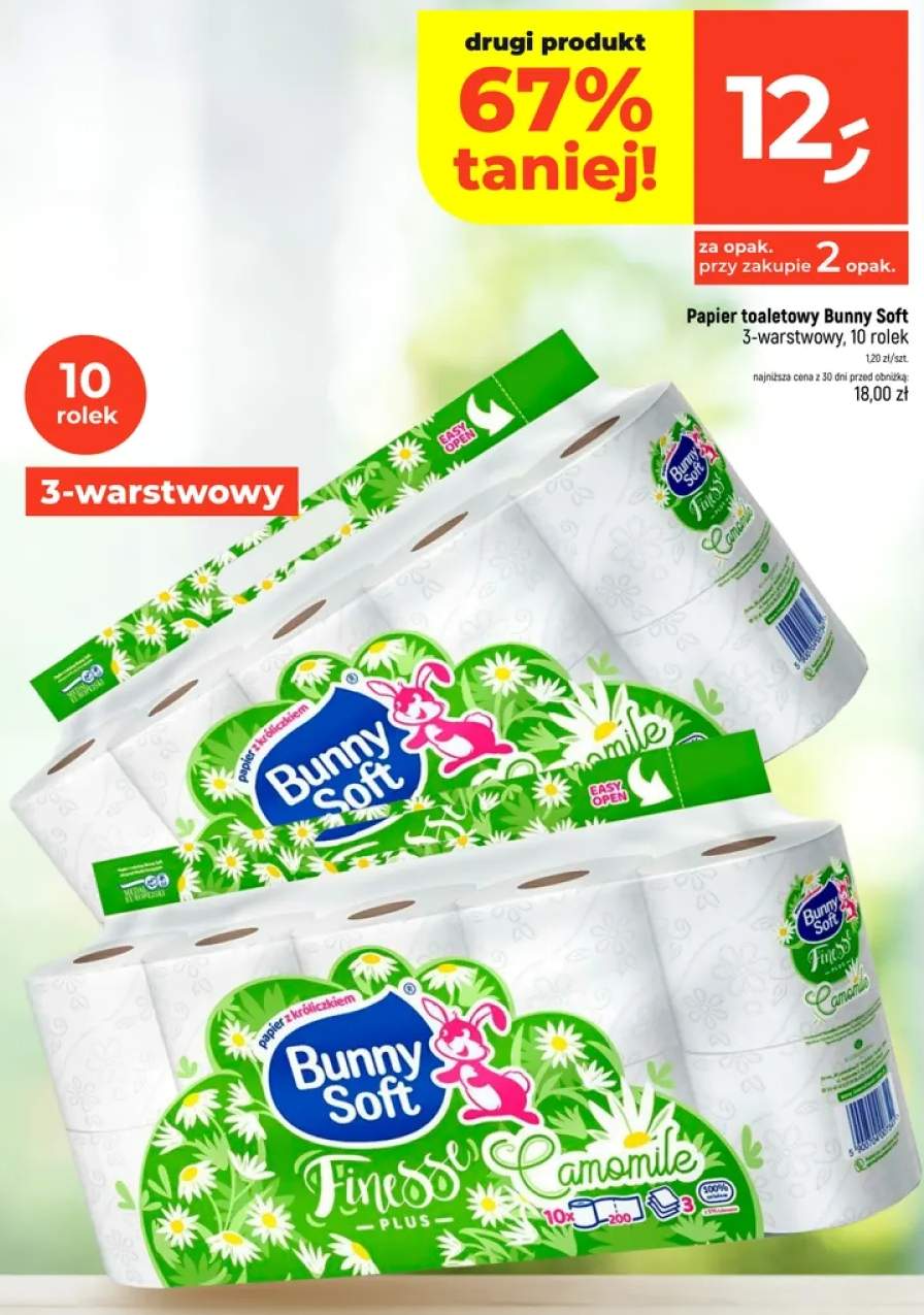 Papier toaletowy Bunny Soft Finesse Camomile 3-warstwowy 10-pak