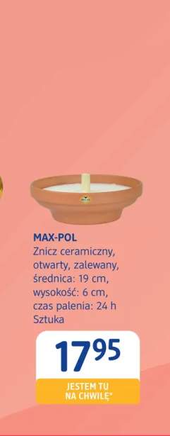Znicz ceramiczny otwarty zalewany Max-Pol