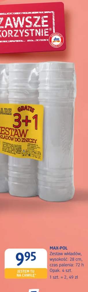 Zestaw wkładów do zniczy 4-pak Max-Pol