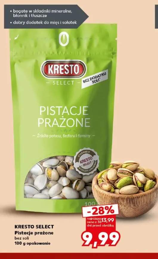 Pistacje prażone bez soli Kresto Select