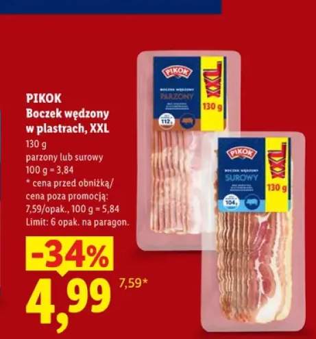 Boczek wędzony w plastrach parzony XXL Pikok +1 wariant