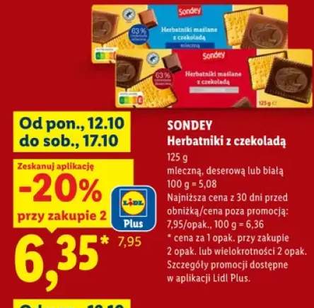 Herbatniki z czekoladą mleczną Sondey +2 warianty
