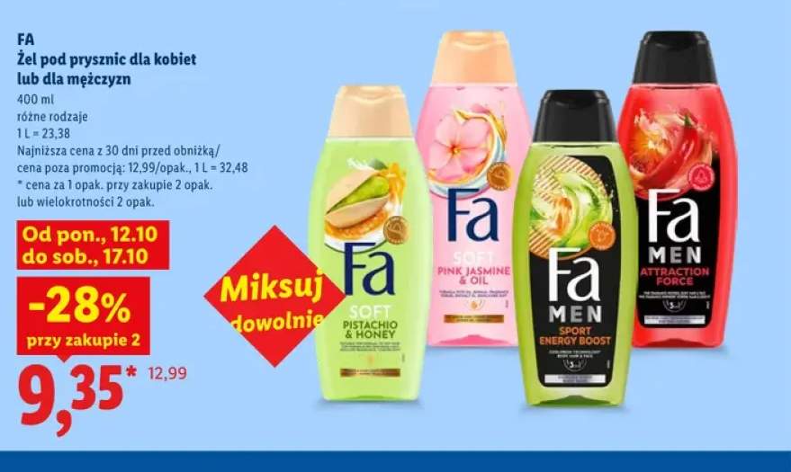Żel pod prysznic dla kobiet Fa Soft Pistachio & Honey +3 warianty