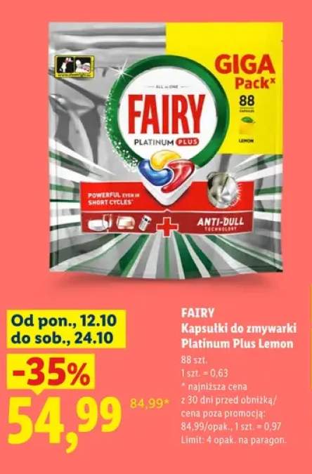 Kapsułki do zmywarki Platinum Plus Lemon Fairy
