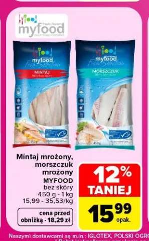 Mintaj mrożony Myfood bez skóry +1 wariant