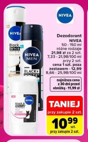 Dezodorant Nivea Black & White Invisible Silky Smooth +2 warianty