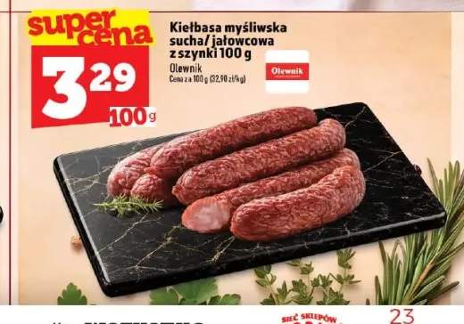 Kiełbasa myśliwska sucha z szynki Olewnik +1 wariant