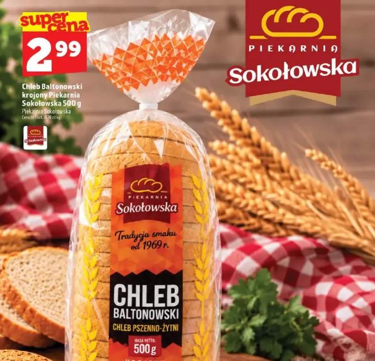 Chleb Baltonowski krojony Piekarnia Sokołowska