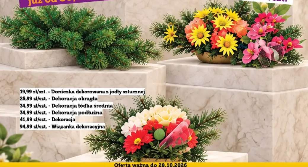 Doniczka dekorowana z jodły sztucznej +5 wariantów