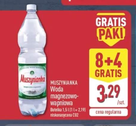 Woda gazowana magnezowo-wapniowa niskonasycona CO2 Muszynianka