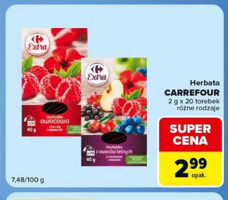 Herbata Carrefour owocowa z maliną i hibiskusem +1 wariant