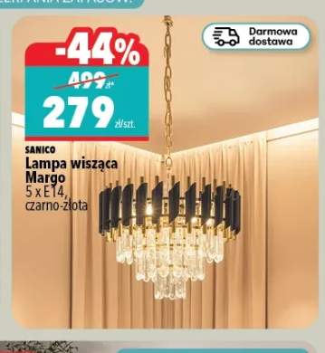 Lampa wisząca Margo 5 x E14 czarno-złota Sanico