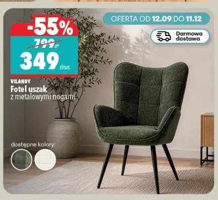 Fotel uszak z metalowymi nogami Vilandy