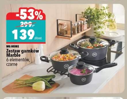 Zestaw garnków Marble 6 elementów czarne Mg Home
