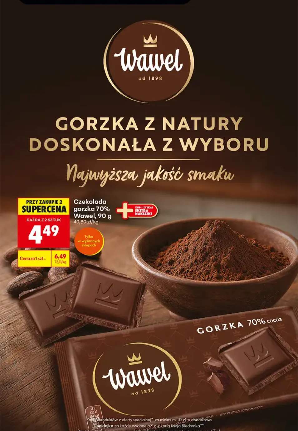 Czekolada gorzka 70% Wawel